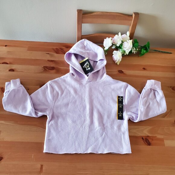 Art Class - Kids' Fleece Raw Edge Boxy Hoodie Size S/M Violet - Picture 3 of 7